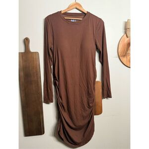 Shebird Womens Downtown Brown Ruched Built-In Bra Aspen Shapewear Dress Size 6